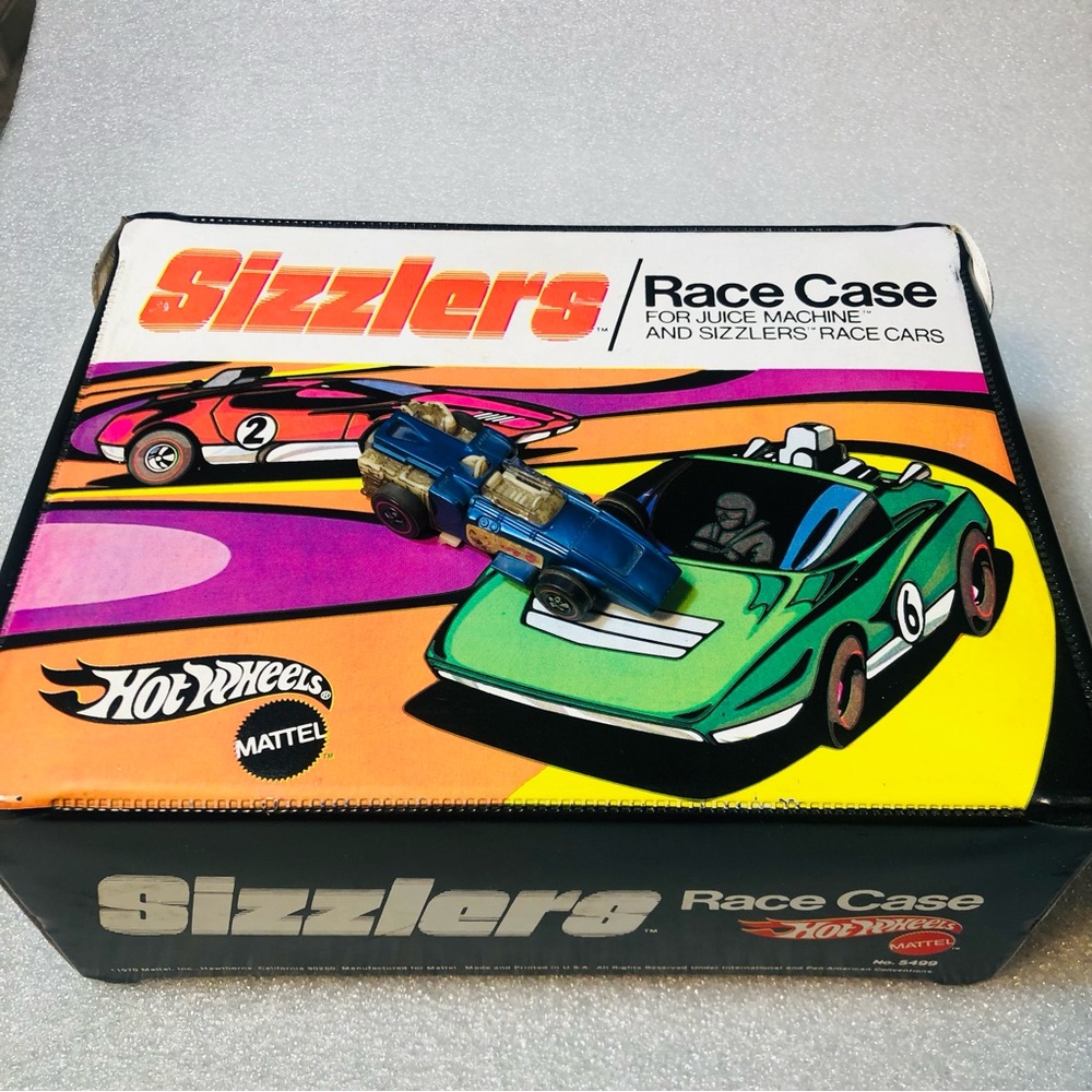 HotWheels Sizzlers Race Case Orange Tray Juice Machine 1 Indy Eagle Car 1970 Tag